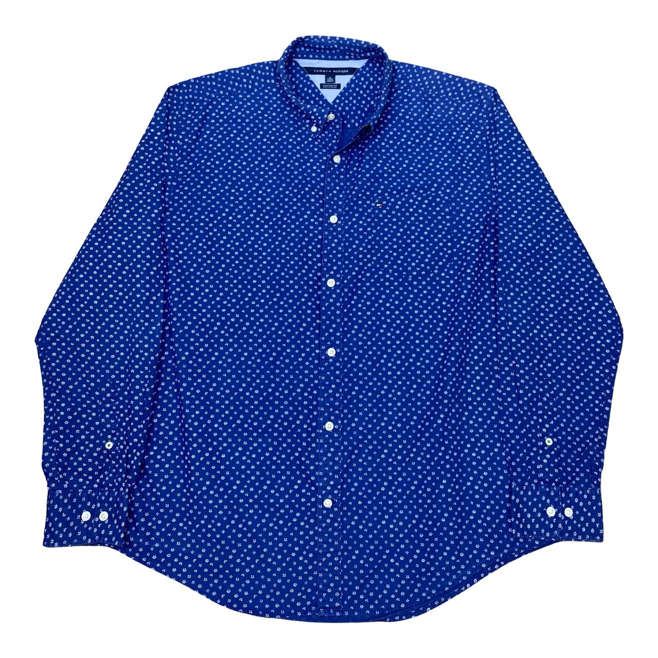 Tommy Hilfiger Blue Floral Print Shirt | Large | Chest 25”