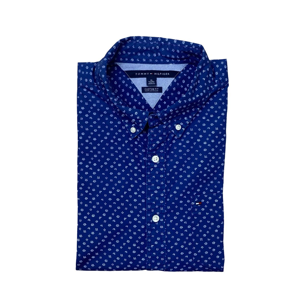 Tommy Hilfiger Blue Floral Print Shirt | Large | Chest 25”