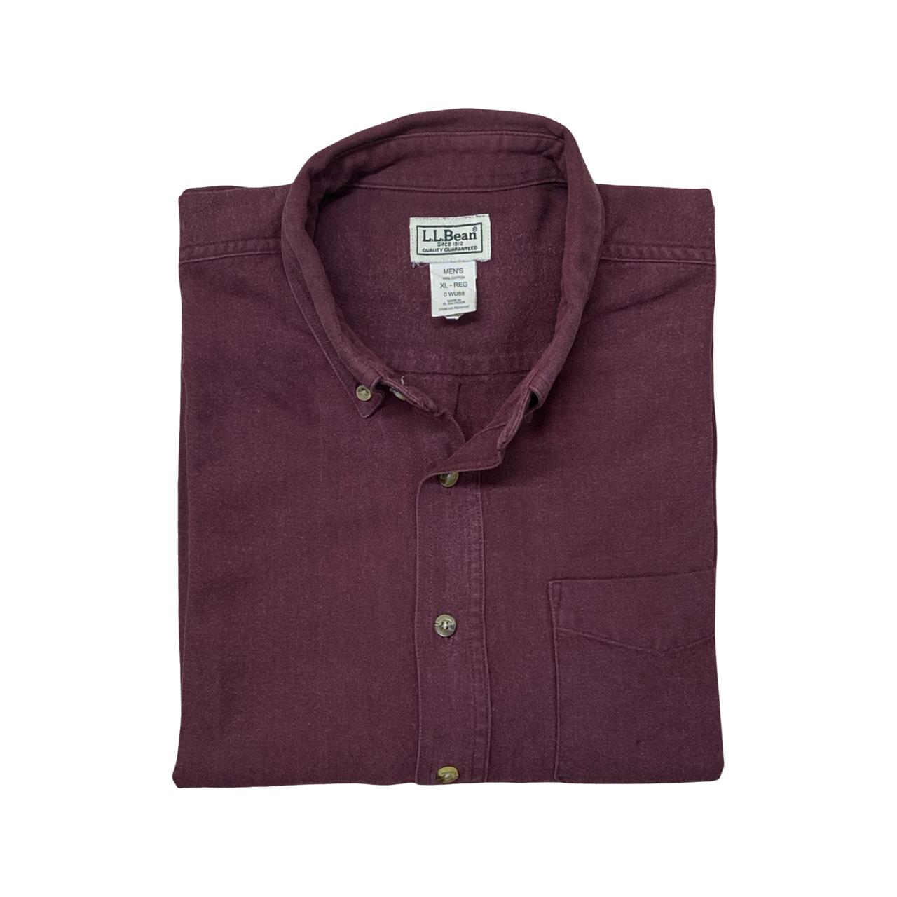 L.L. Bean Maroon Solid Button-Down Shirt | XL | Chest 26.5”