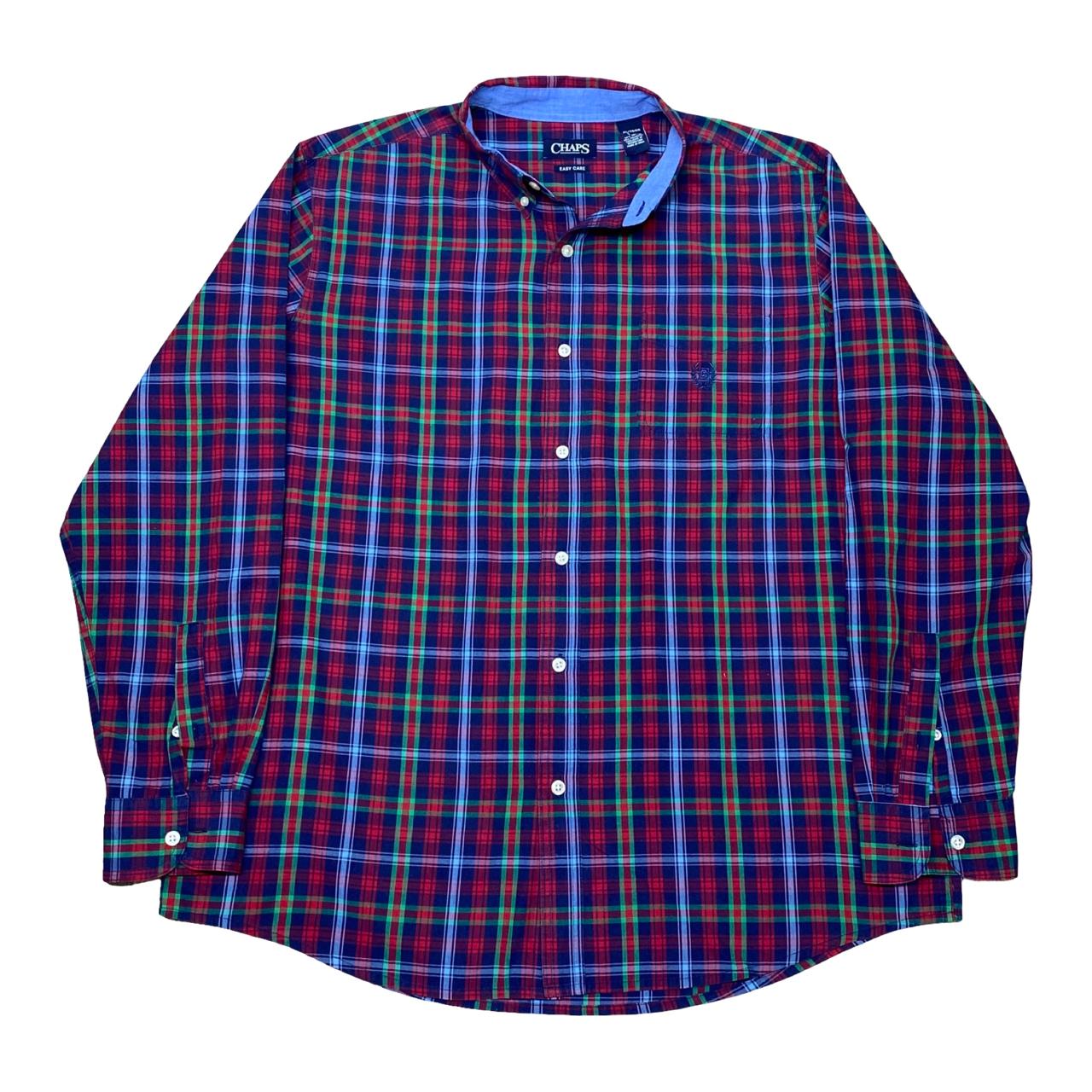 Chaps Red/Green/Blue Plaid Shirt | XL | Chest 26.5”