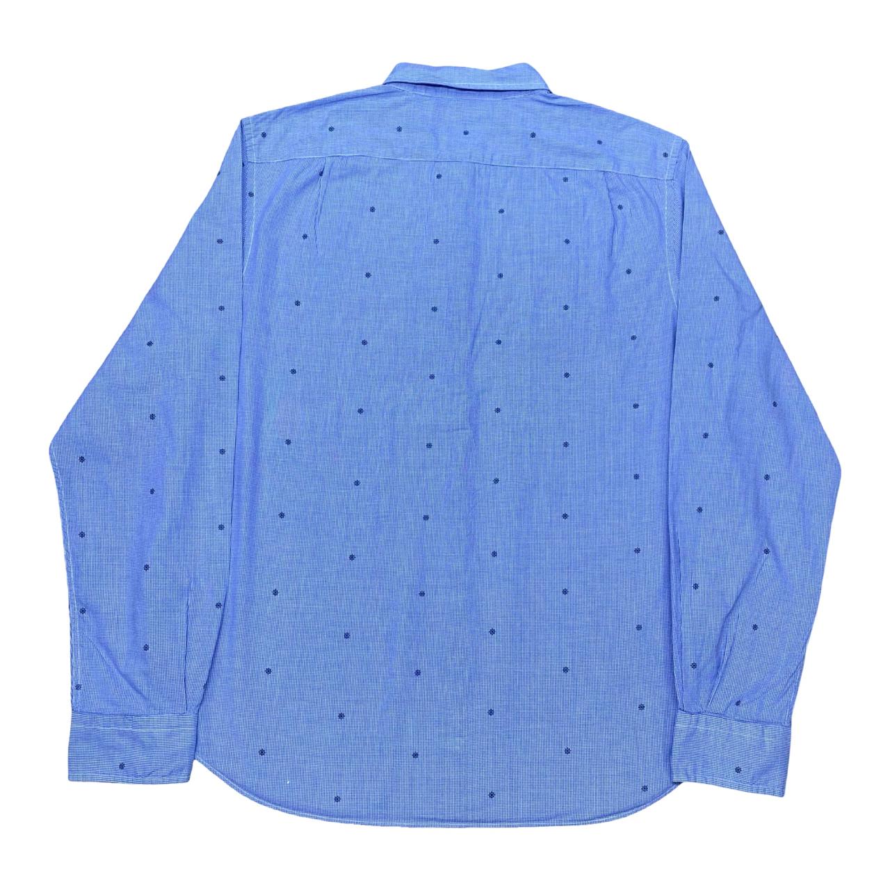 Nautica Blue Micro-Check Shirt | Large | Chest 24.5”