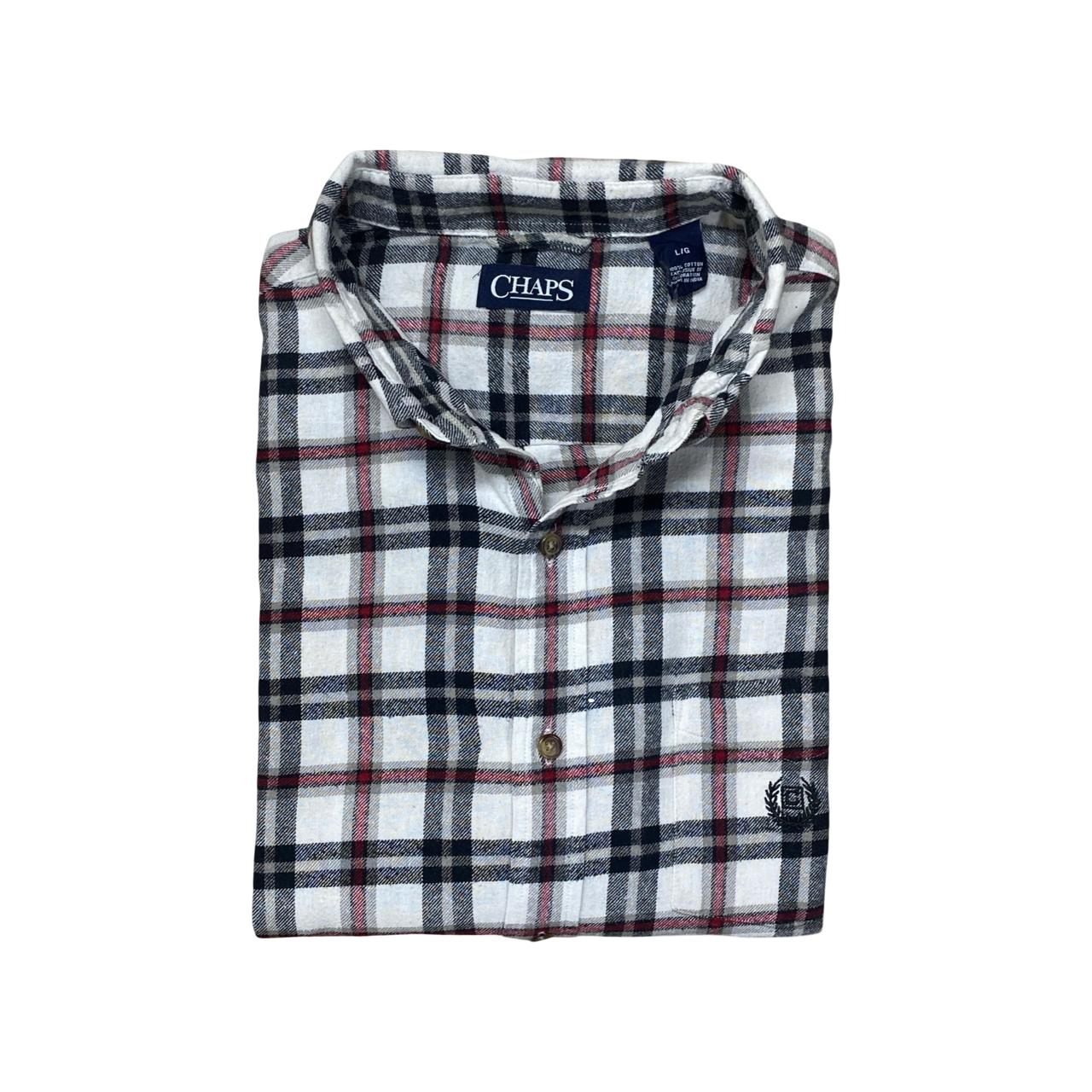 Chaps White & Black Check Shirt | Large | Chest 24”