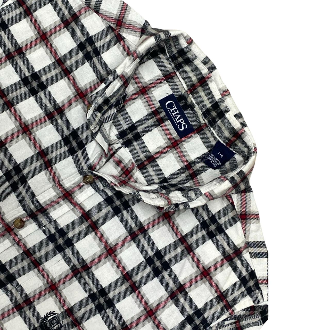 Chaps White & Black Check Shirt | Large | Chest 24”
