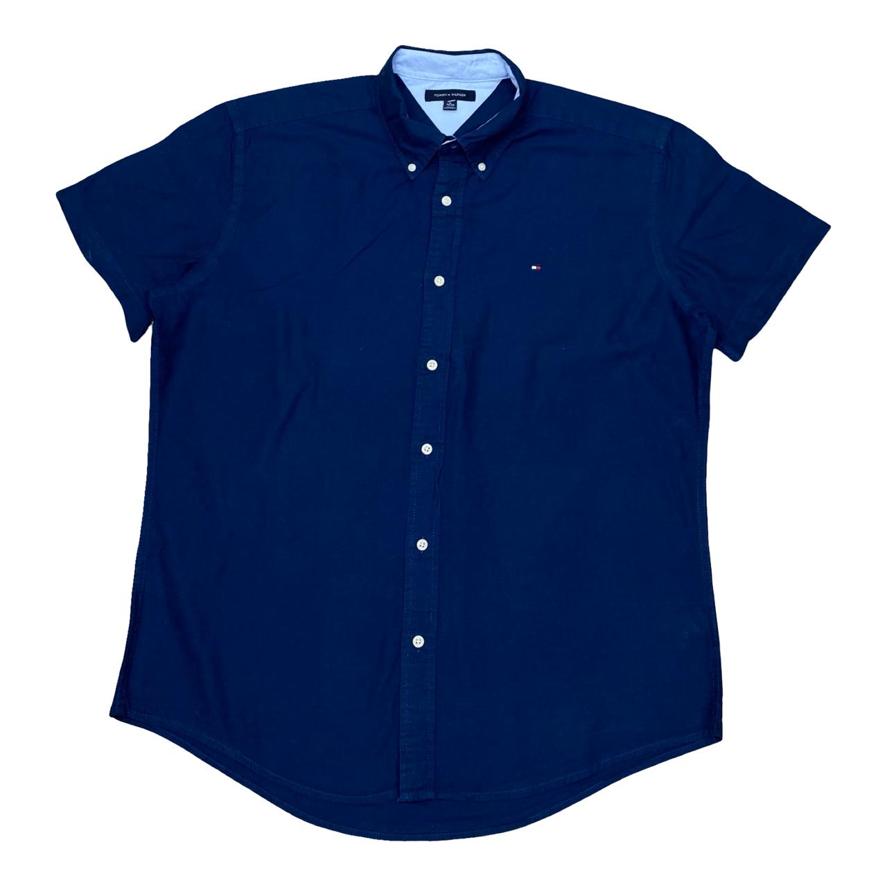 Tommy Hilfiger Navy Short Sleeve Shirt | XL | Chest 25.5”