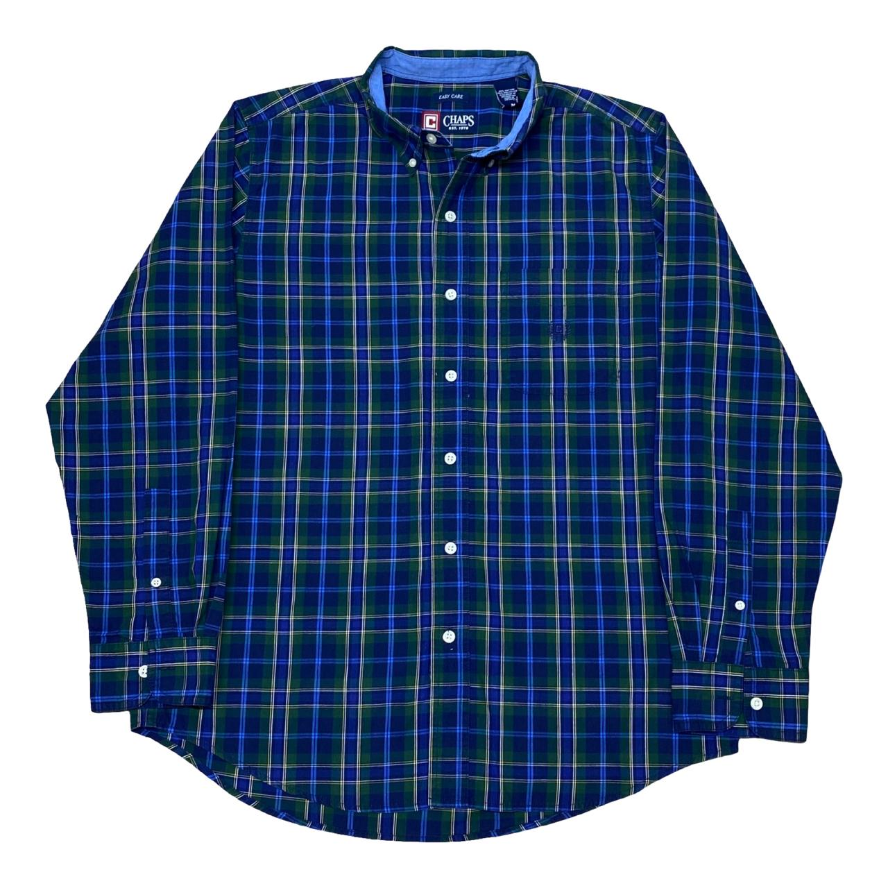 Chaps Green-Blue Plaid Shirt | Large | Chest 23”