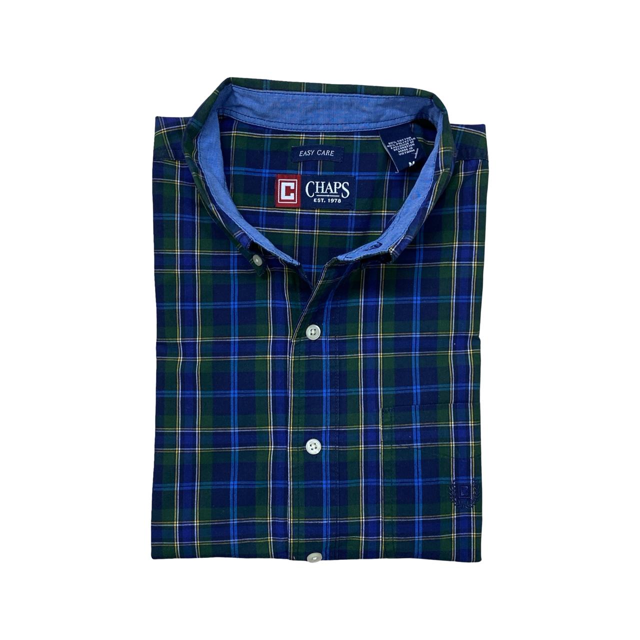 Chaps Green-Blue Plaid Shirt | Large | Chest 23”