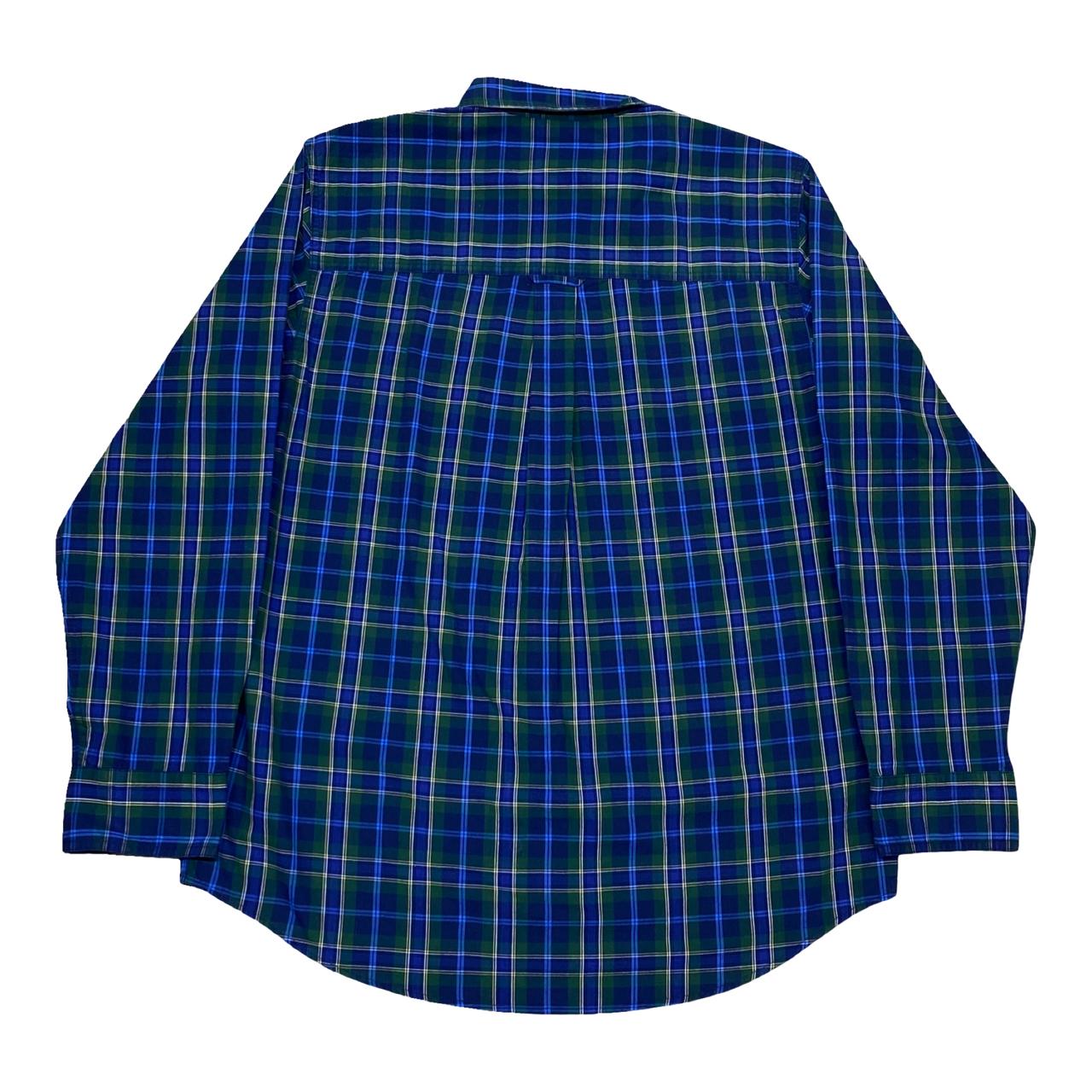 Chaps Green-Blue Plaid Shirt | Large | Chest 23”