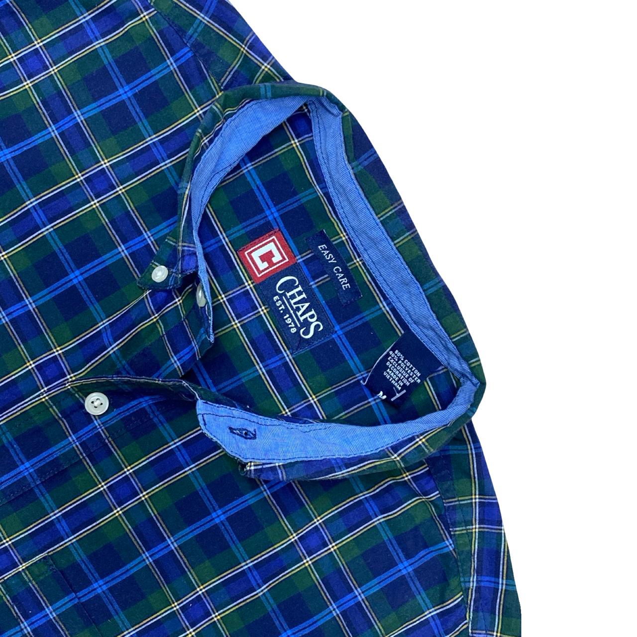 Chaps Green-Blue Plaid Shirt | Large | Chest 23”