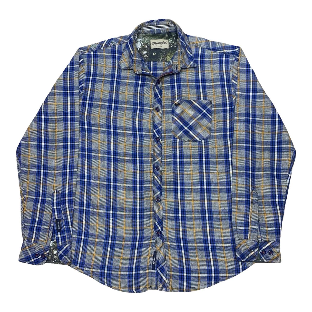 Wrangler Blue & Yellow Plaid Shirt | Medium | Chest 20.5”