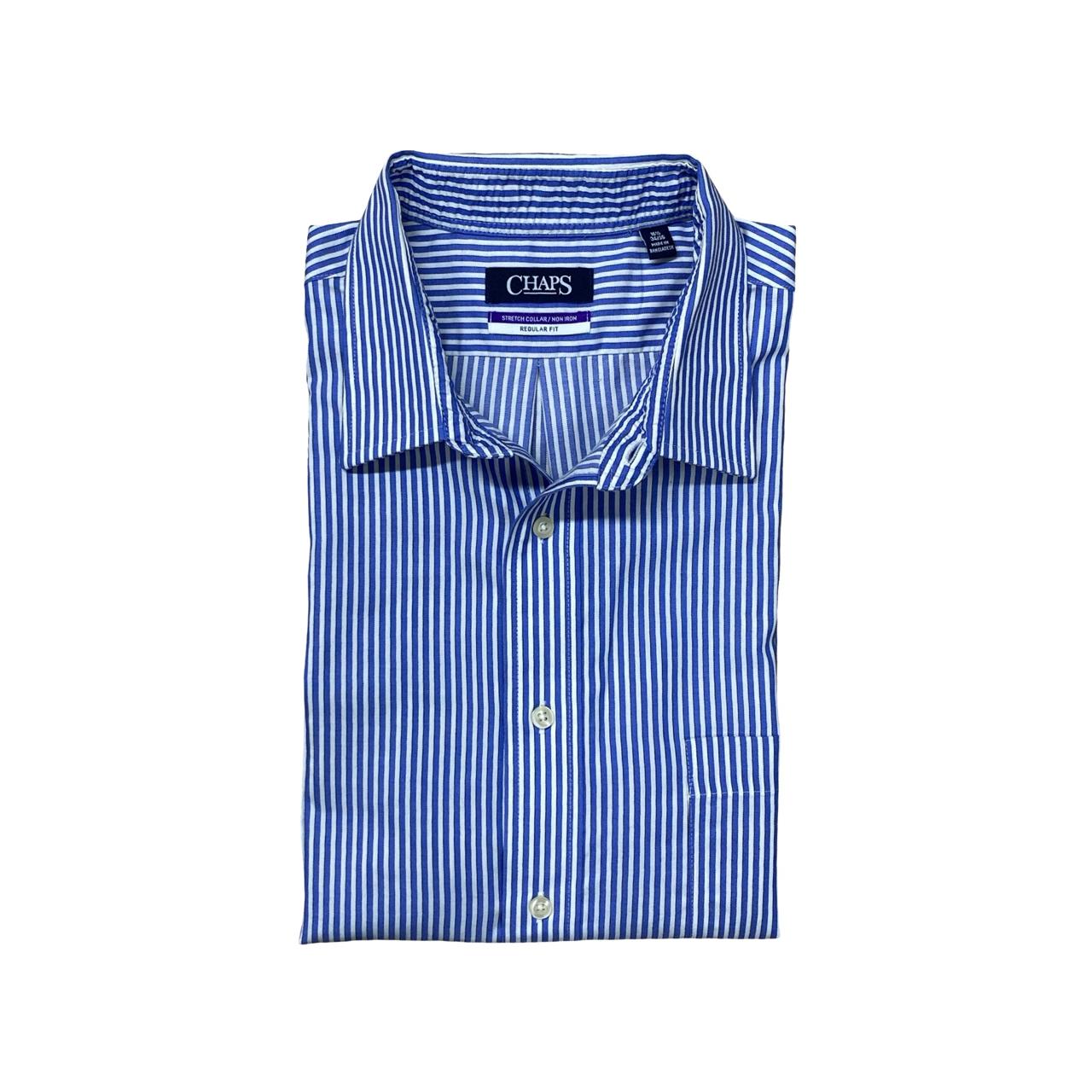 Chaps Blue & White Striped Shirt | Large | Chest 24.5”