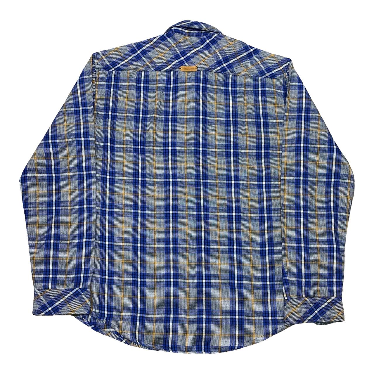 Wrangler Blue & Yellow Plaid Shirt | Medium | Chest 20.5”