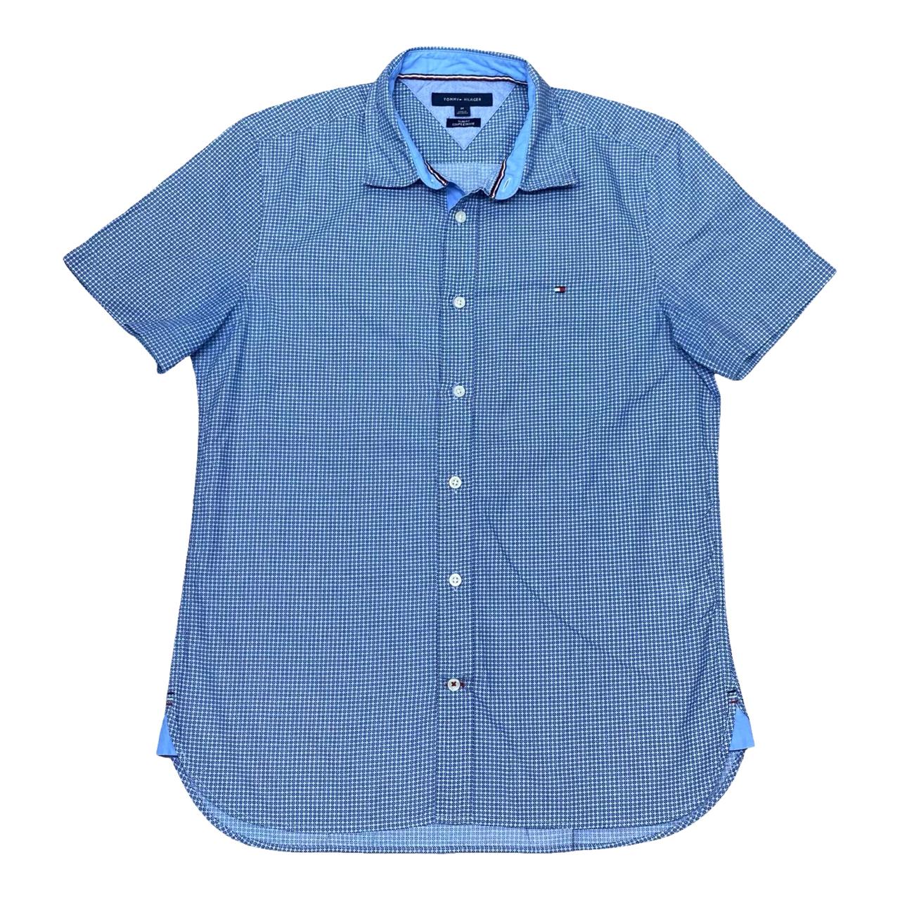 Tommy Hilfiger Blue Micro-Check Shirt | Medium | Chest 20.5”