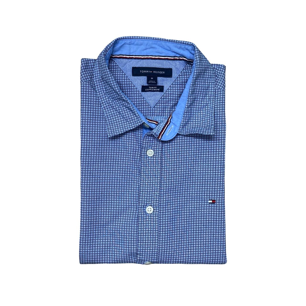 Tommy Hilfiger Blue Micro-Check Shirt | Medium | Chest 20.5”