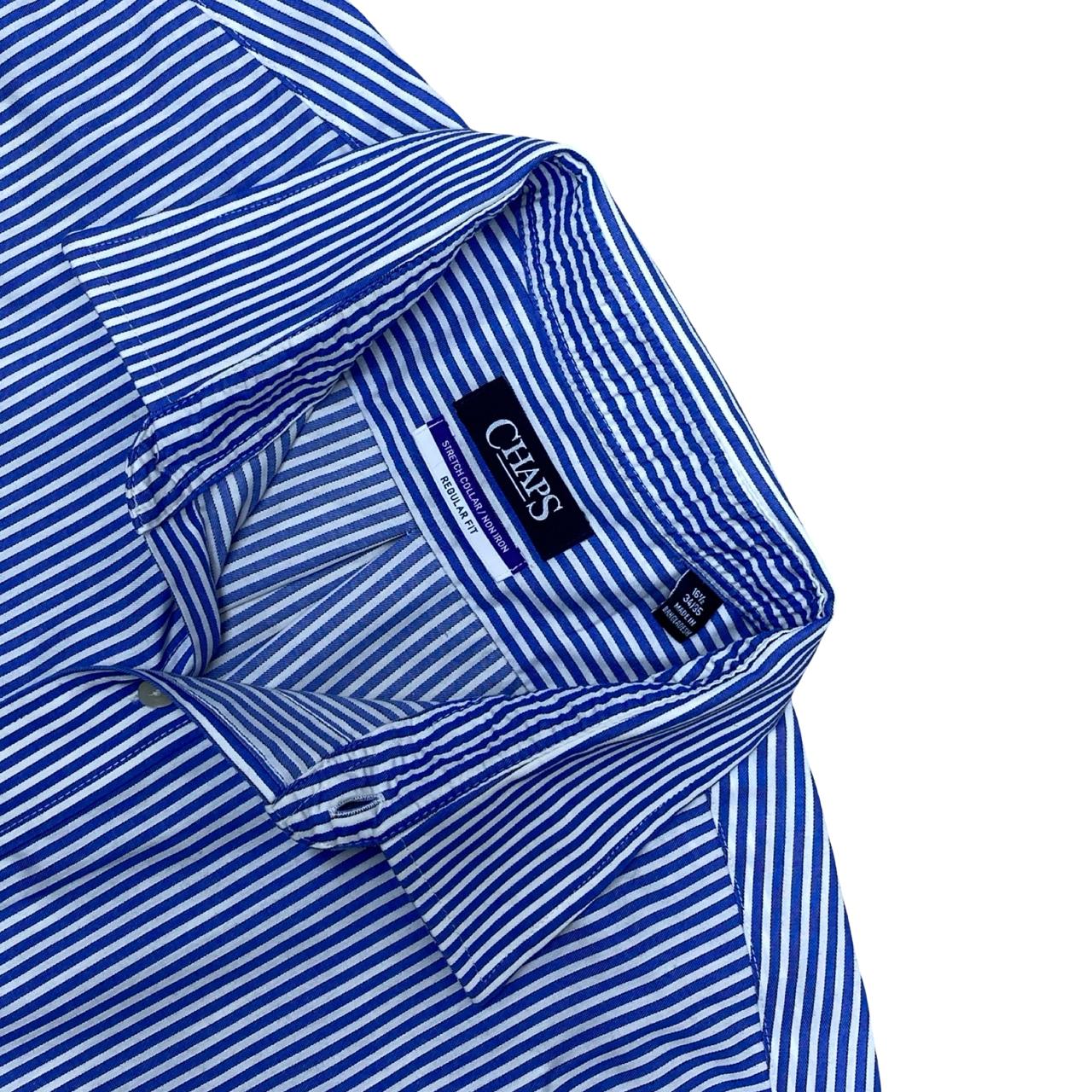 Chaps Blue & White Striped Shirt | Large | Chest 24.5”