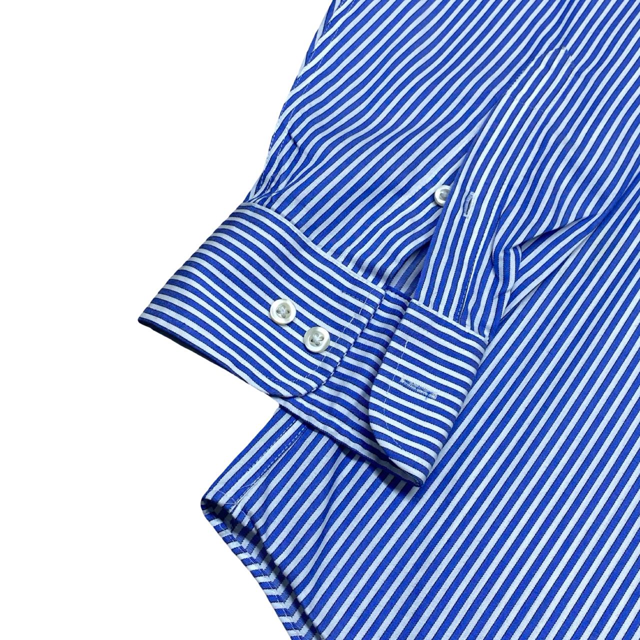 Chaps Blue & White Striped Shirt | Large | Chest 24.5”