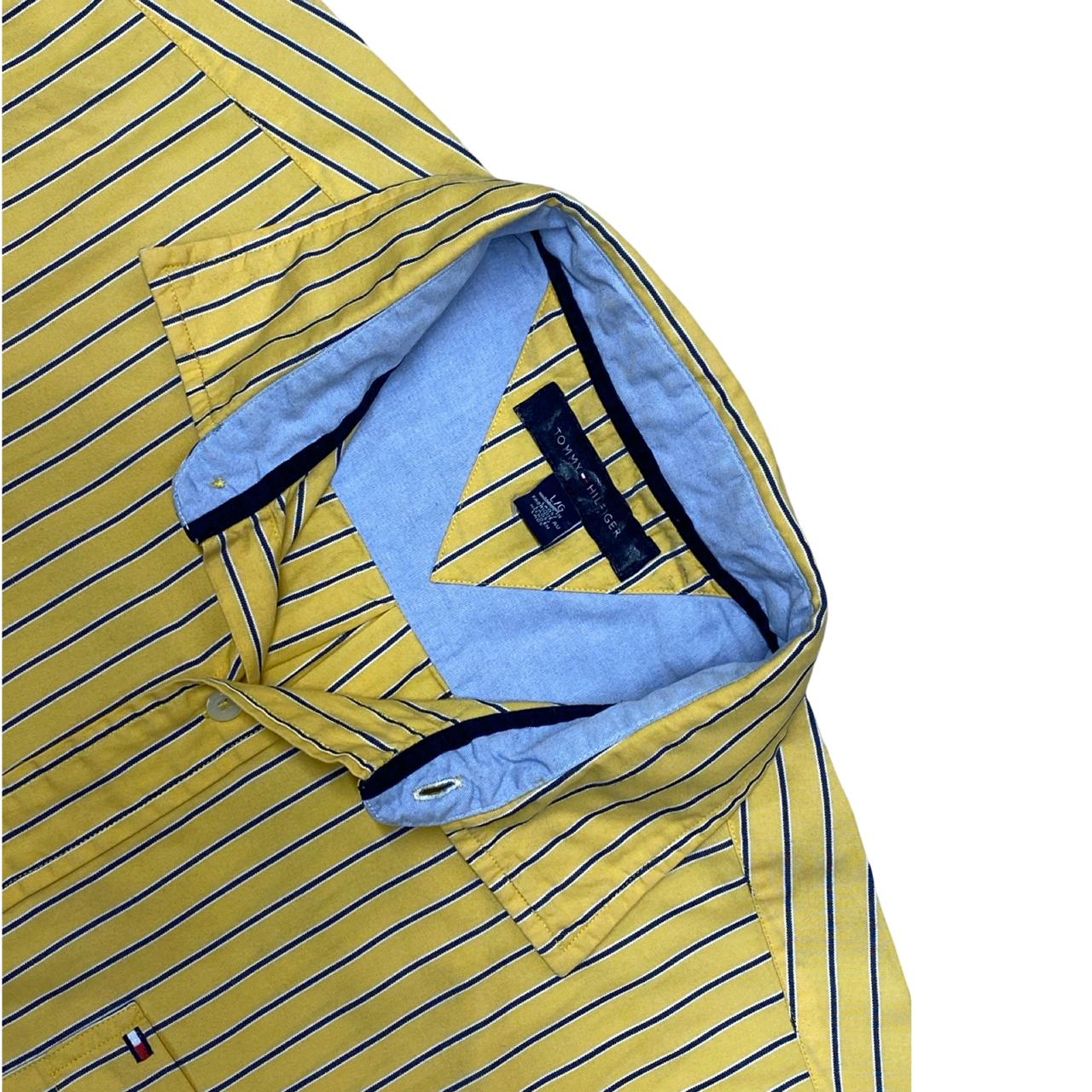 Tommy Hilfiger Yellow Striped Shirt | Large | Chest 25”