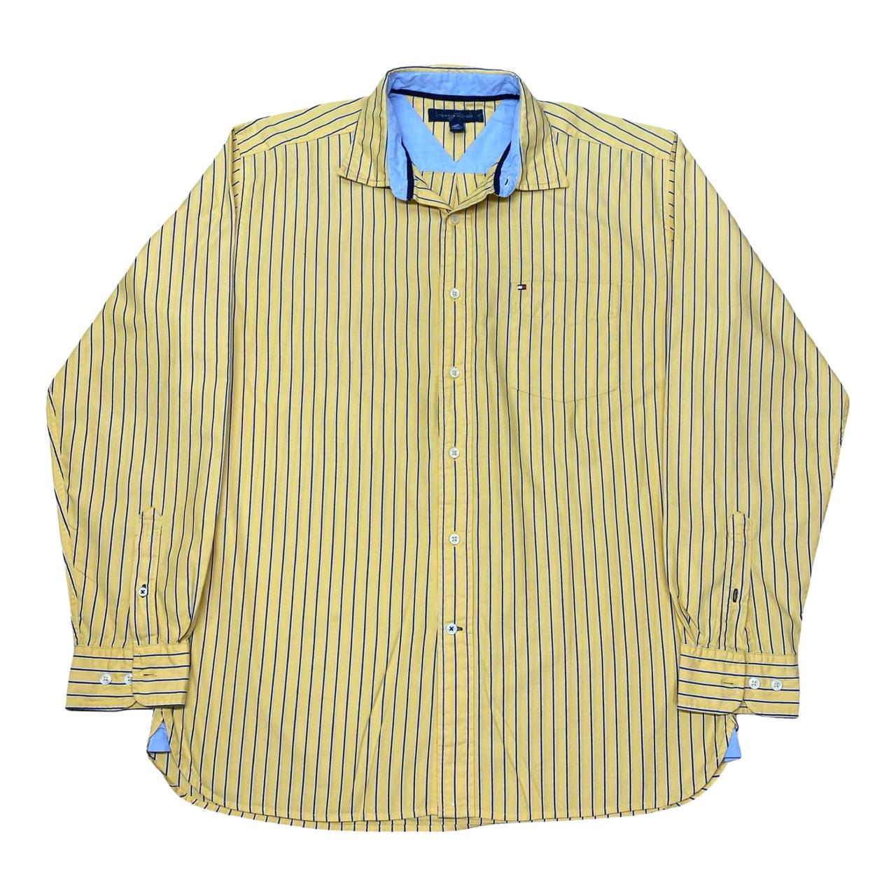 Tommy Hilfiger Yellow Striped Shirt | Large | Chest 25”