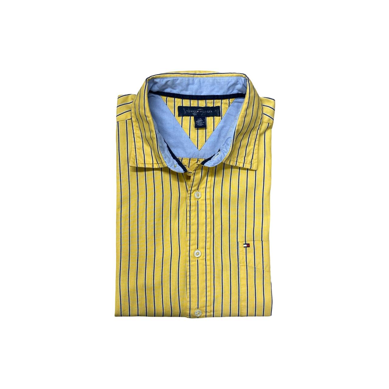 Tommy Hilfiger Yellow Striped Shirt | Large | Chest 25”