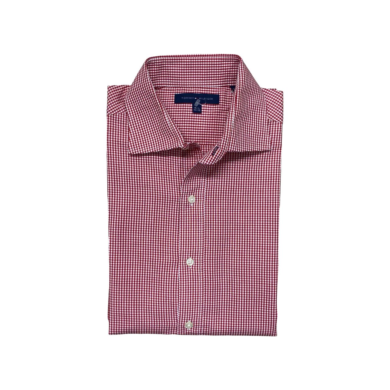 Tommy Hilfiger Red Micro Check Shirt | Medium | Chest 22.5”