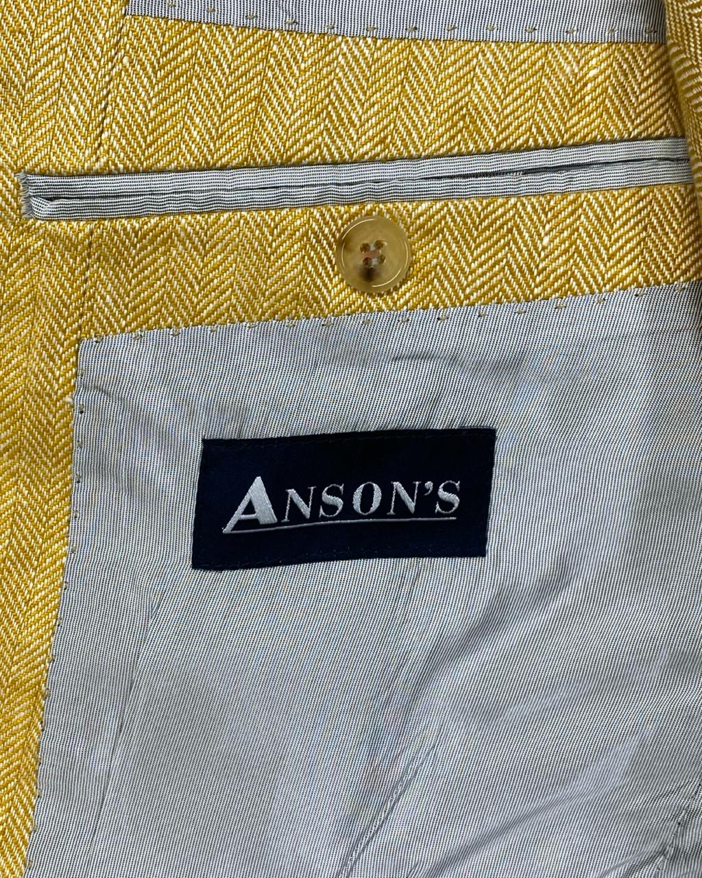 Anson’s Beige Herringbone Linen Blazer | Medium | Chest 22.5”