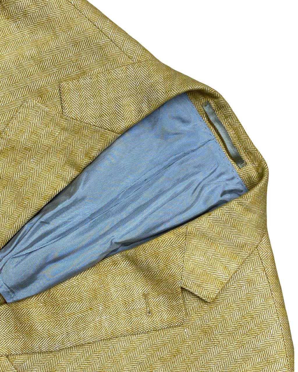 Anson’s Beige Herringbone Linen Blazer | Medium | Chest 22.5”