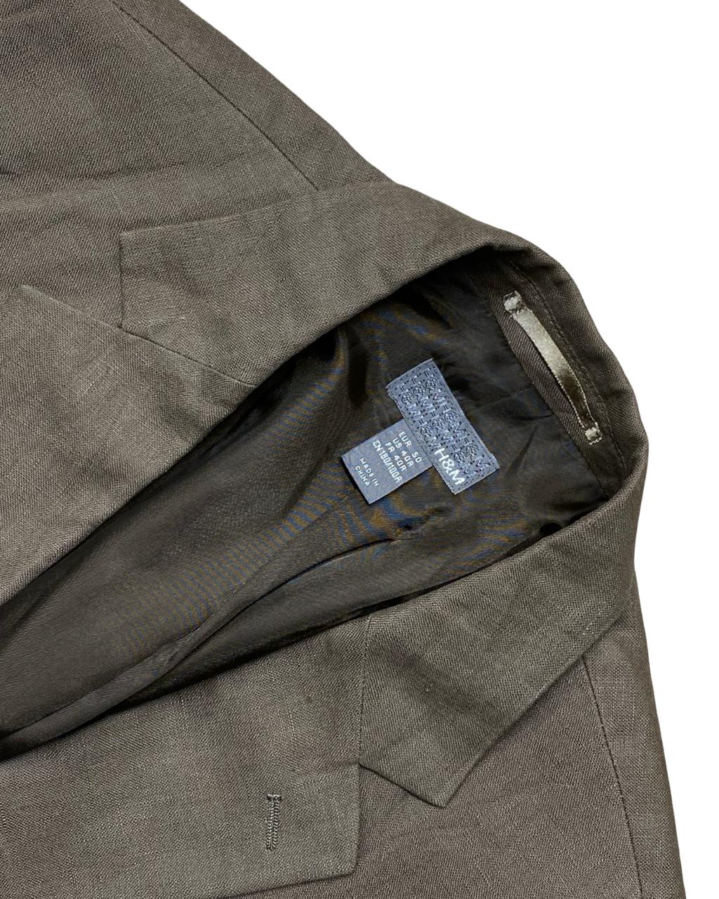 H&M Brown Linen-Blend Blazer | Medium | Chest 22”