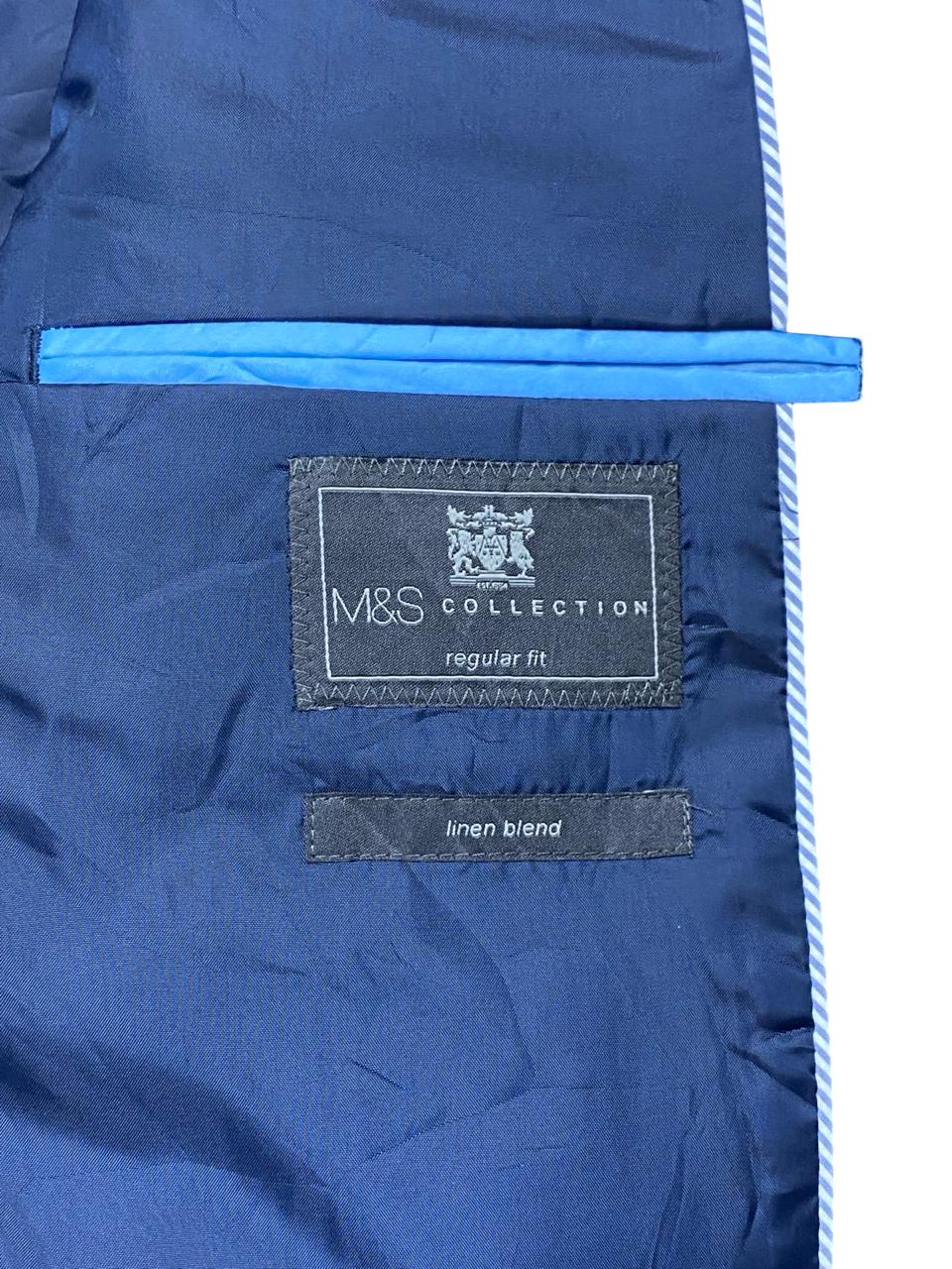 M&S Collection Blue Linen Blend Blazer | Large | Chest 23”