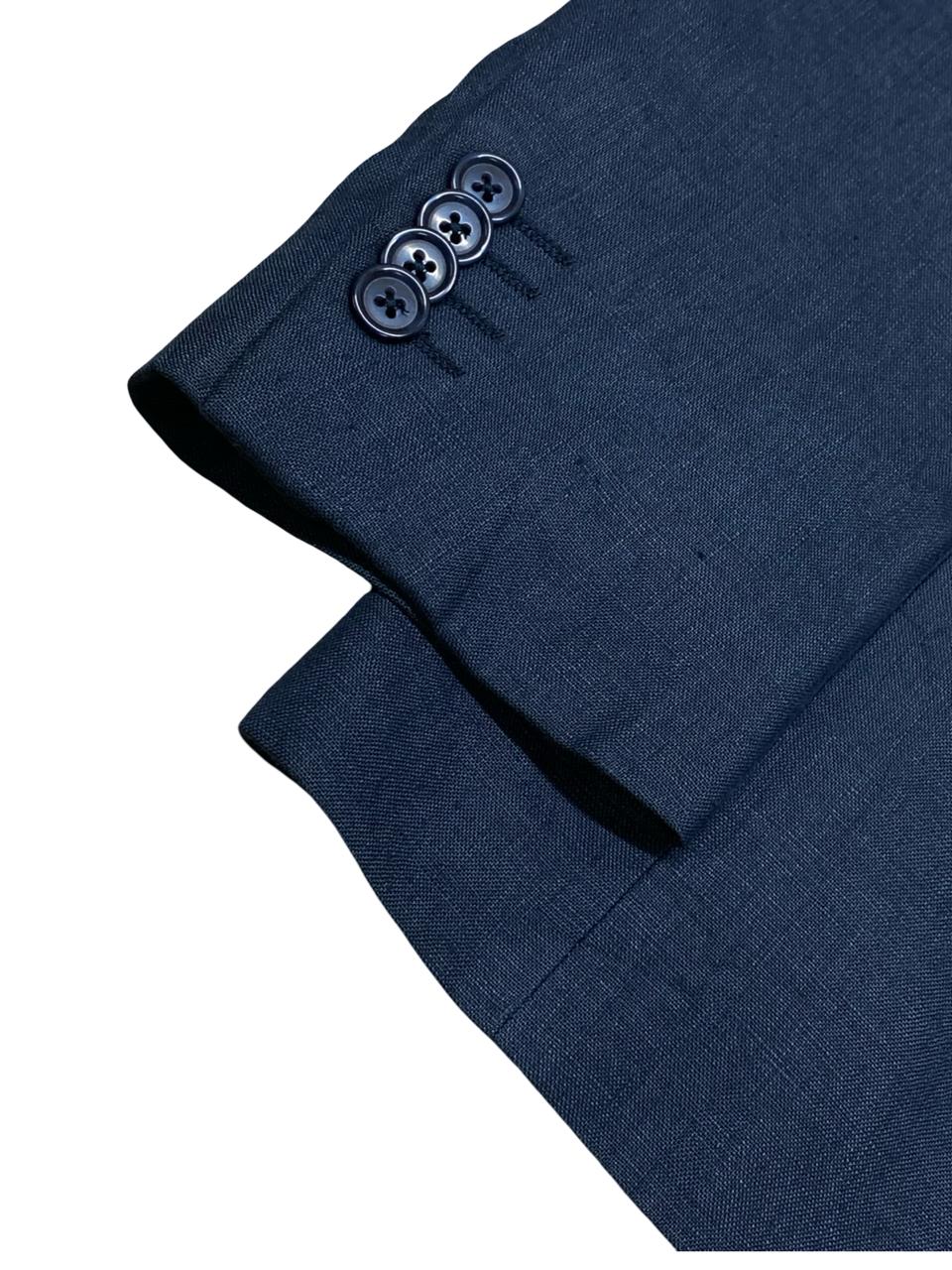 Piazza Roma Puro Lino Navy Linen Blazer | Small | Chest 19.5”