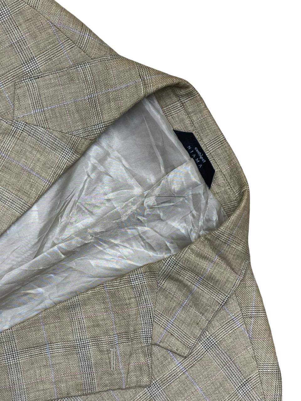 Conbipel Beige Check Blazer | Large | Chest 24.5”