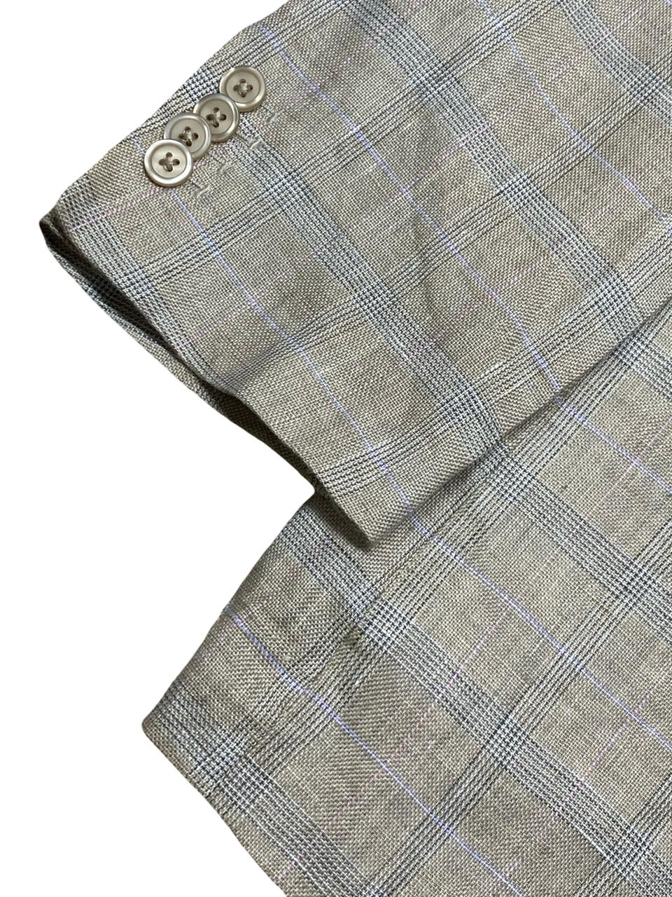 Conbipel Beige Check Blazer | Large | Chest 24.5”