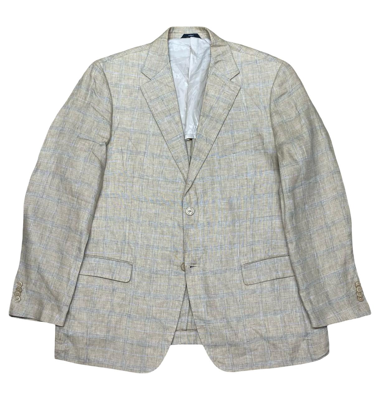 Conbipel Beige Check Blazer | Large | Chest 24.5”