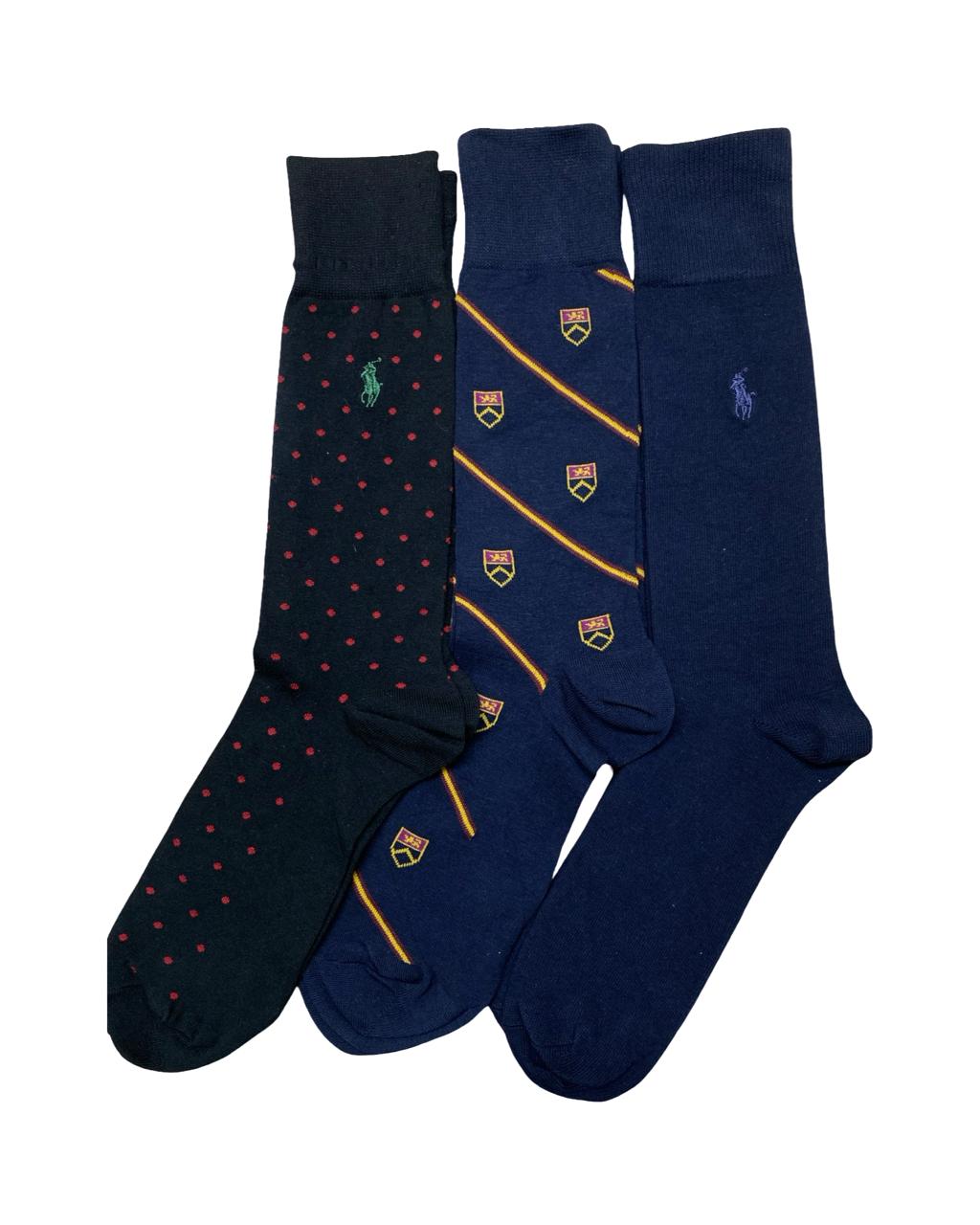 Ralph Lauren 3-Pair Heritage Crest & Classic Socks Set – Navy Collection | Factory Leftovers