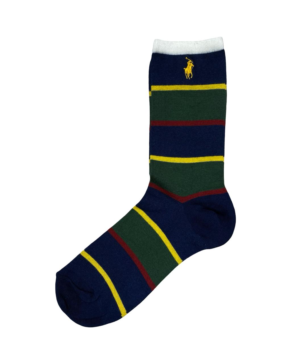 Ralph Lauren Multi-Stripe Socks – Navy, Green & Yellow | Factory Leftovers