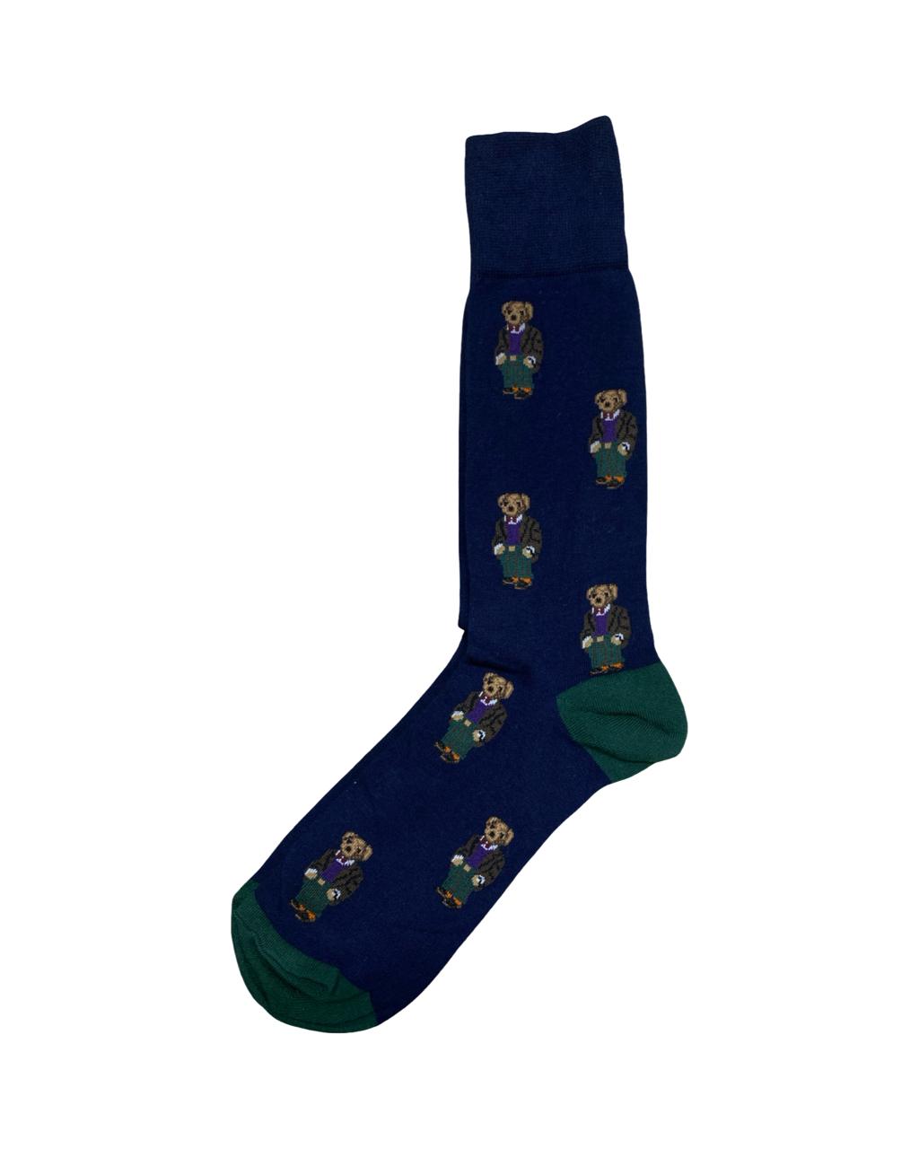 Ralph Lauren Polo Bear Socks – Navy with Green Accents | Factory Leftovers