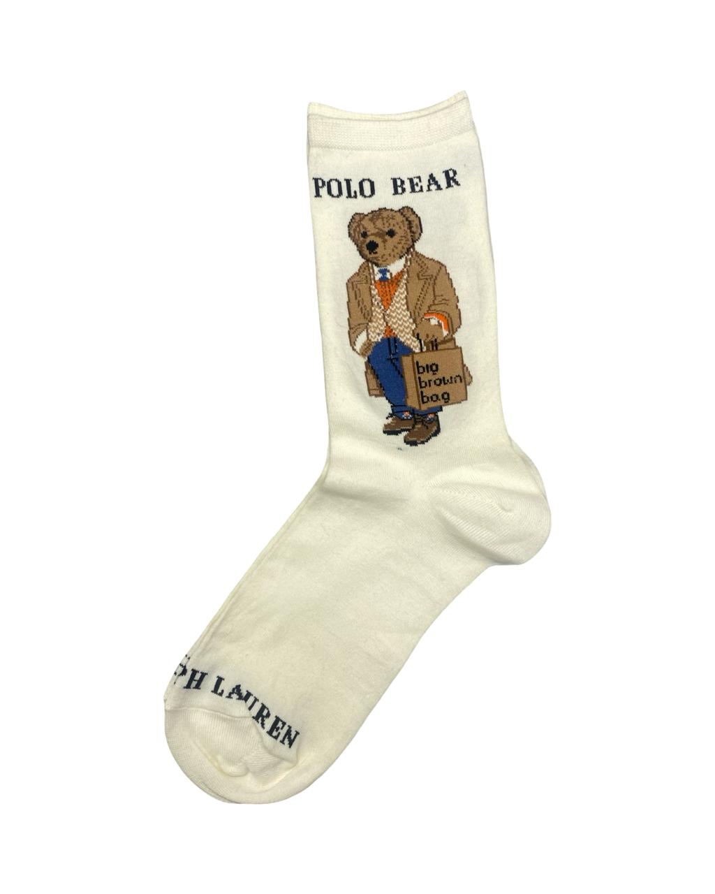 Ralph Lauren Polo Bear Socks – Cream “Big Brown Bag” Edition | Factory Leftovers