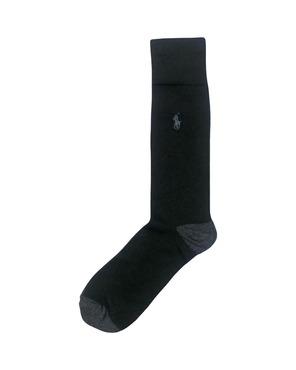 Ralph Lauren Classic Black Socks with Grey Heel & Toe | Factory Leftovers