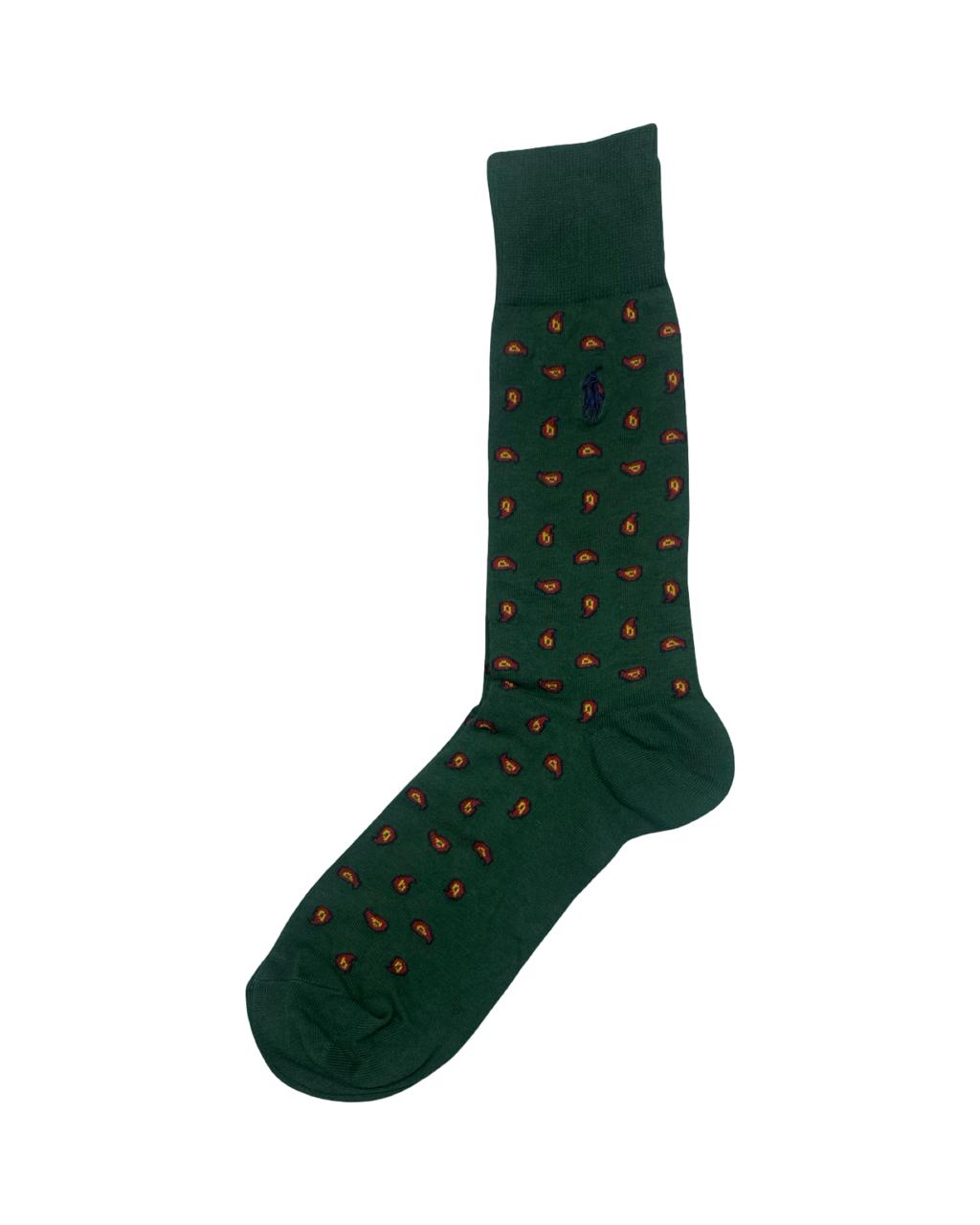 Ralph Lauren Paisley Dress Socks – Dark Green | Factory Leftovers