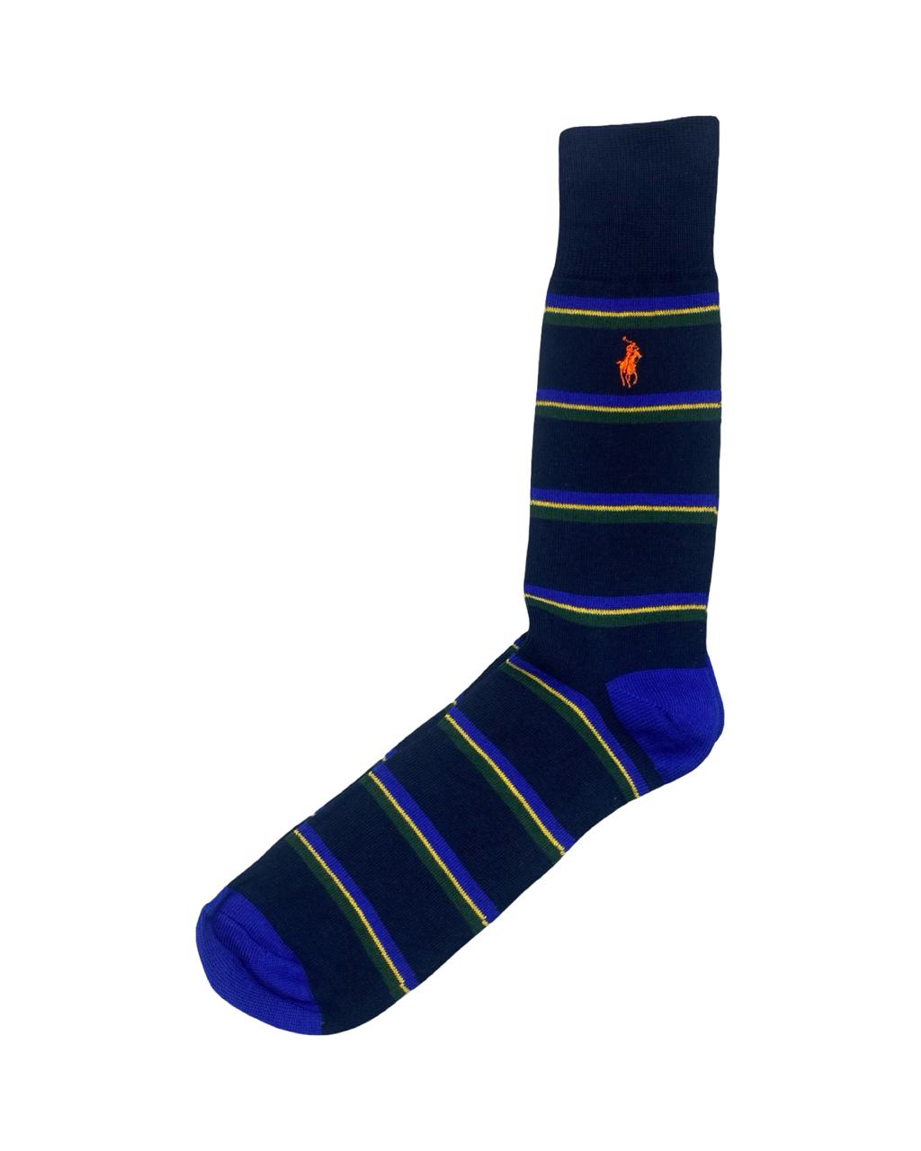 Ralph Lauren Striped Dress Socks – Navy, Blue & Yellow | Factory Leftovers