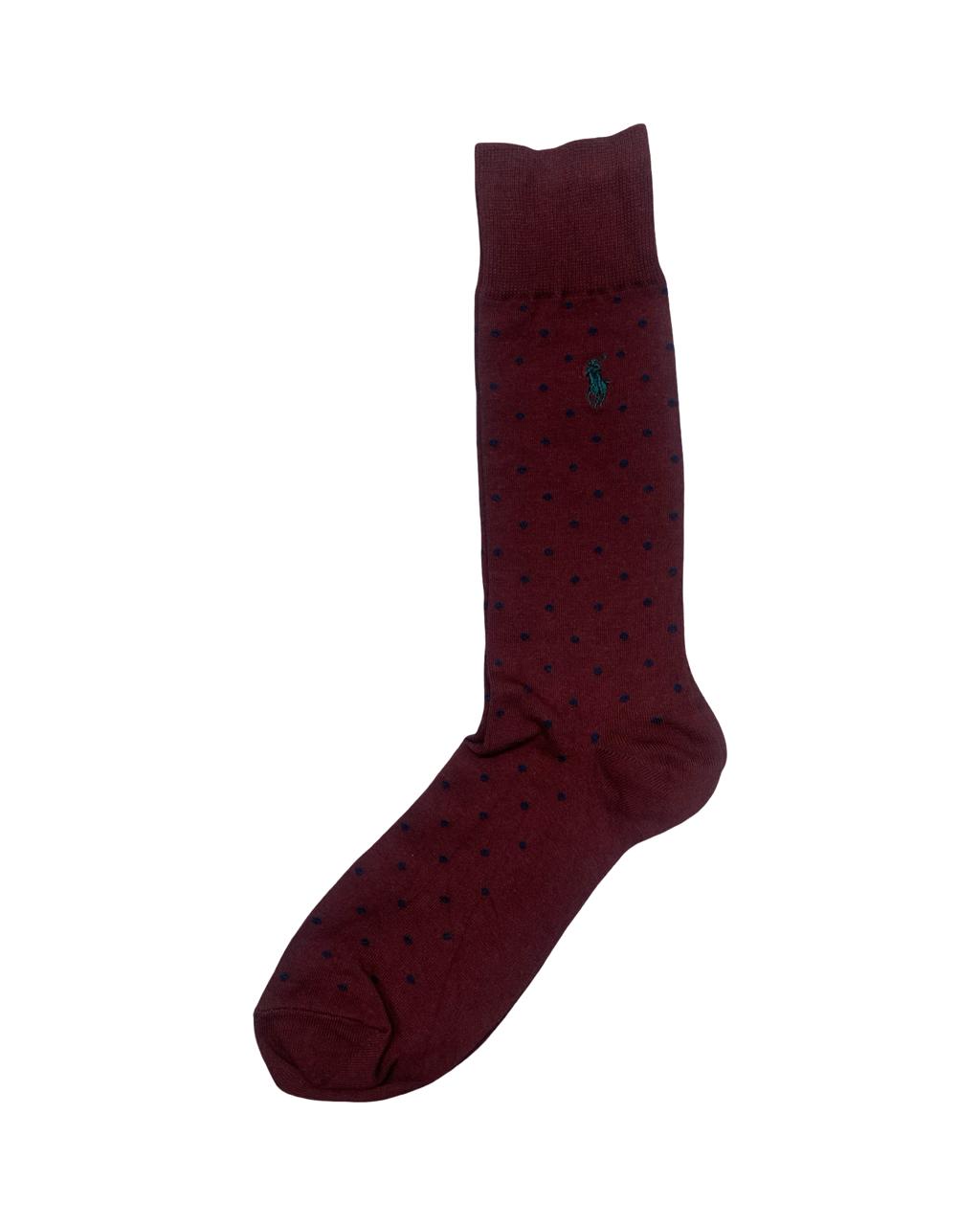 Ralph Lauren Polka Dot Socks – Maroon with Navy Dots | Factory Leftovers