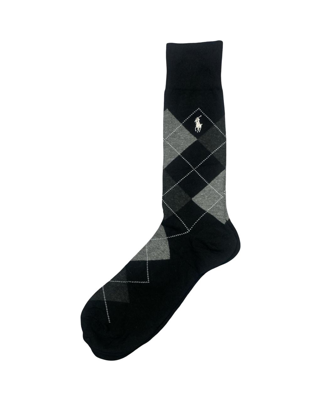 Ralph Lauren Argyle Socks – Black & Grey Diamond Pattern | Factory Leftovers