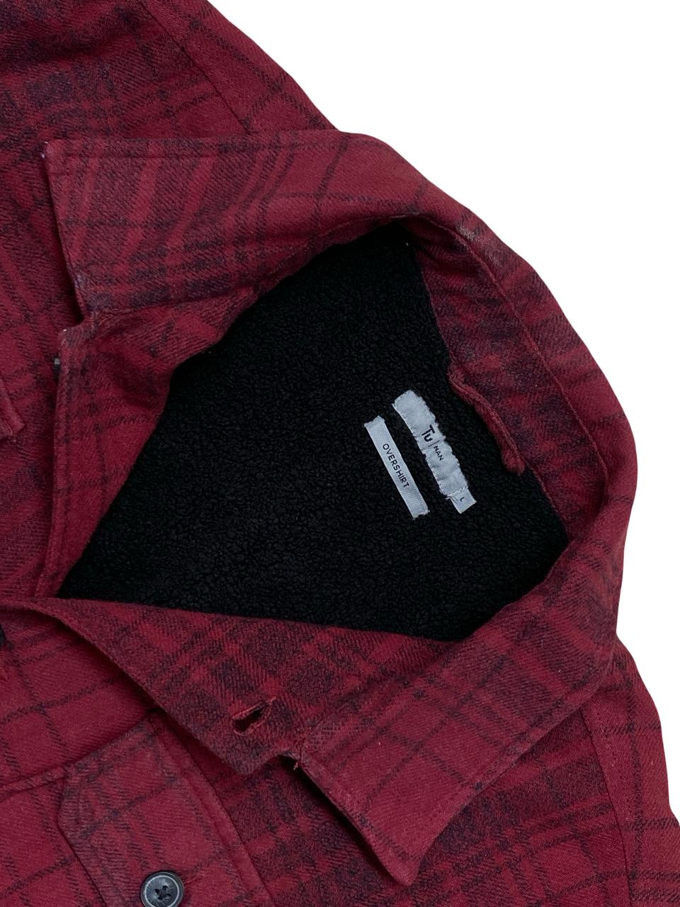 TU Man Sherpa-Lined Flannel Overshirt | Large | Chest 24.5"