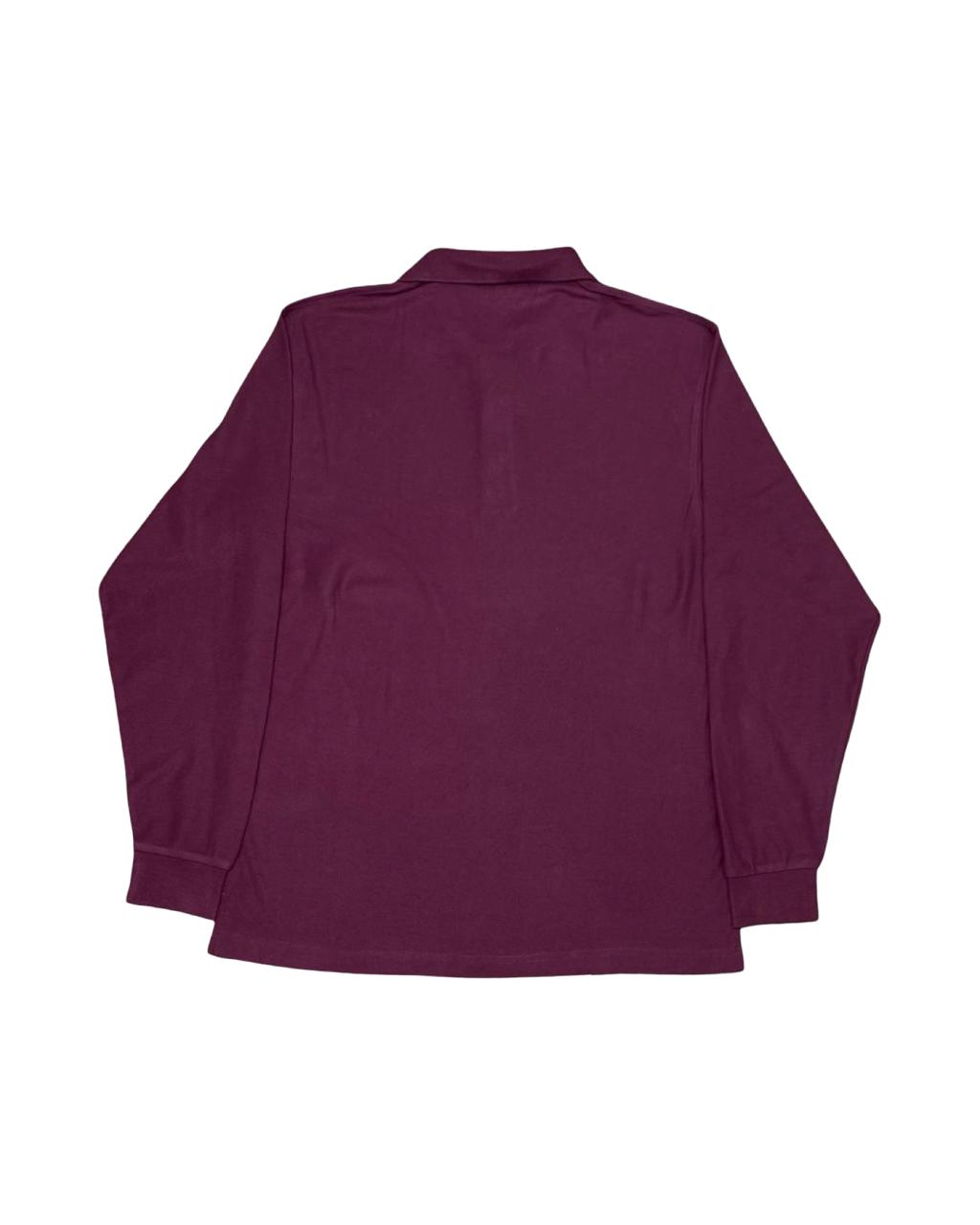 Port Authority Maroon Long-Sleeve Polo | Medium | Chest 20.5”