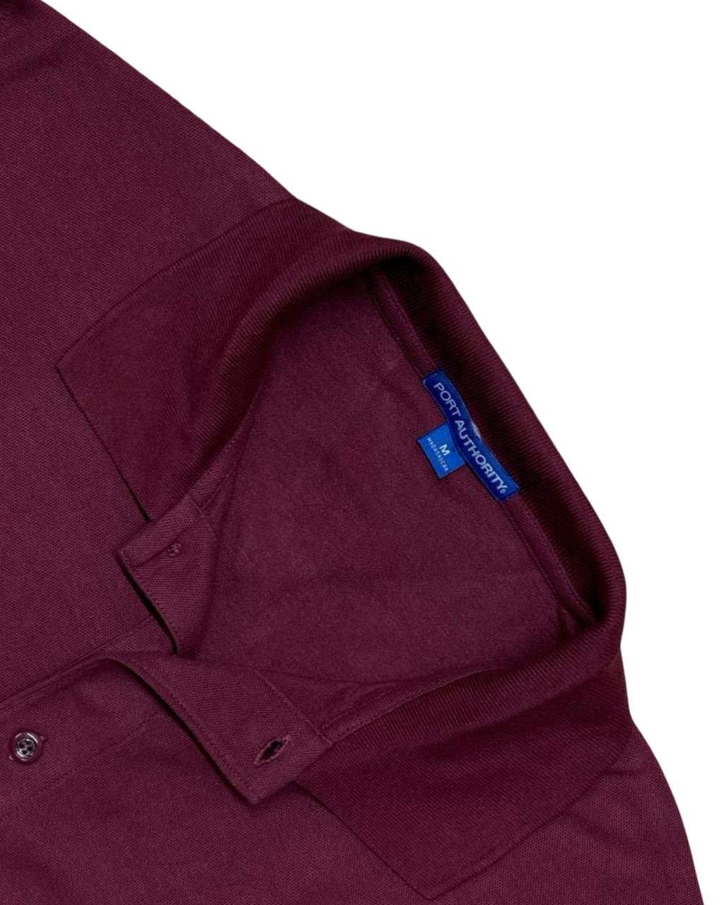 Port Authority Maroon Long-Sleeve Polo | Medium | Chest 20.5”