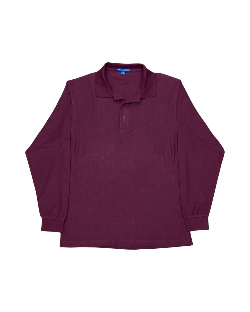 Port Authority Maroon Long-Sleeve Polo | Medium | Chest 20.5”