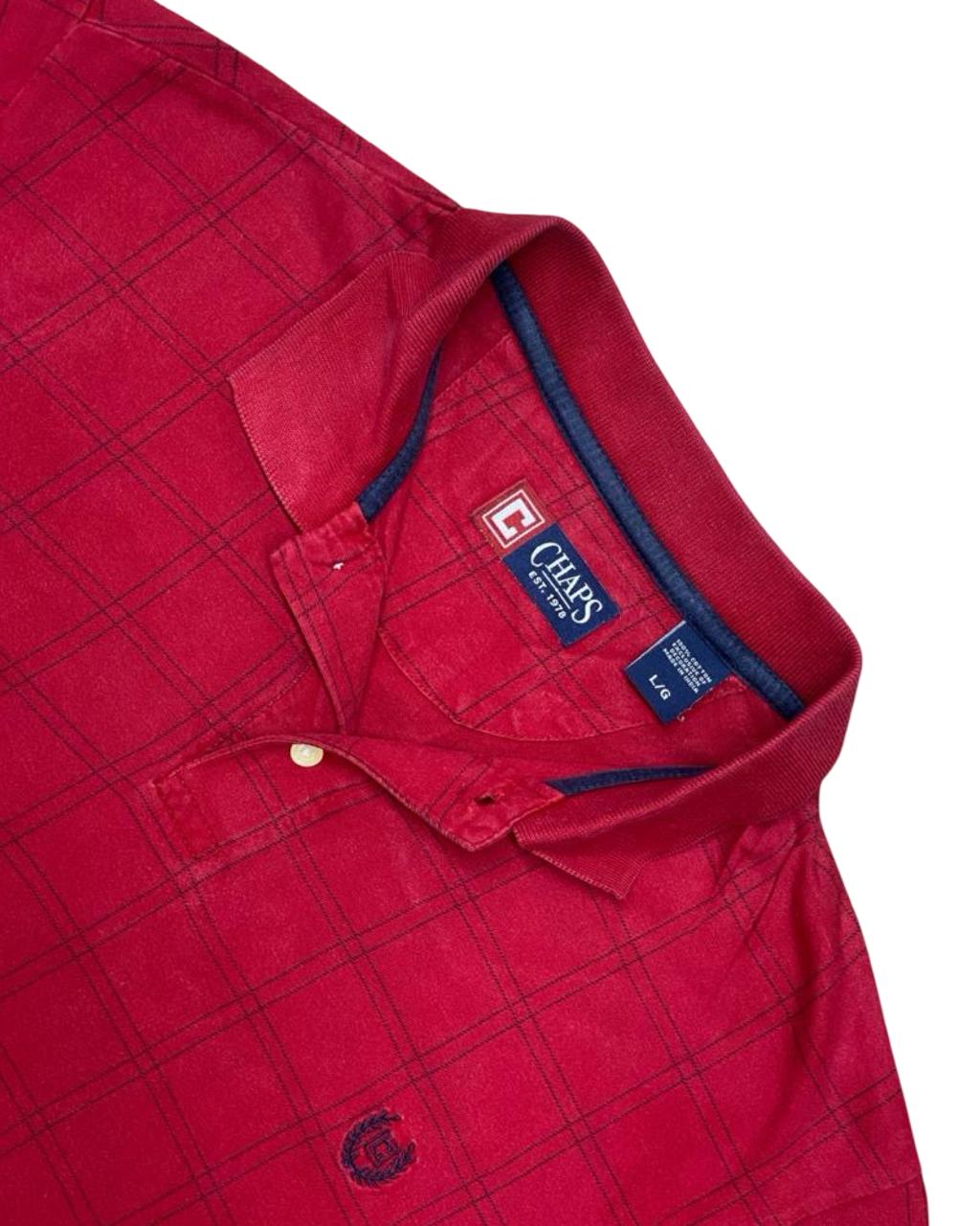 Chaps Red Check Polo Shirt | Large | Chest 23.5”