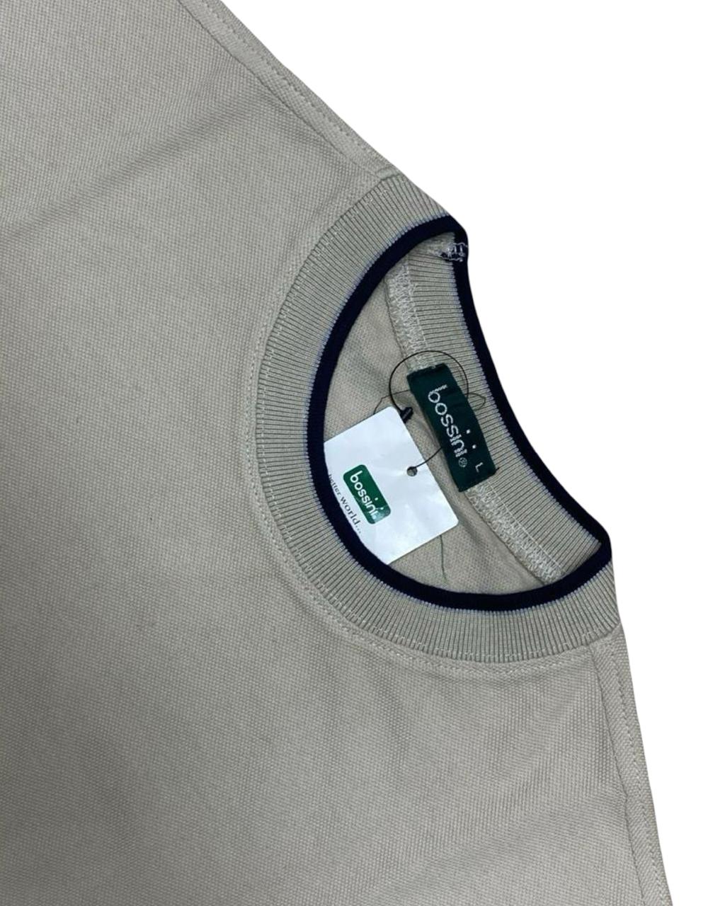 Bossini Beige Ringer Tee | Medium | Chest 22”