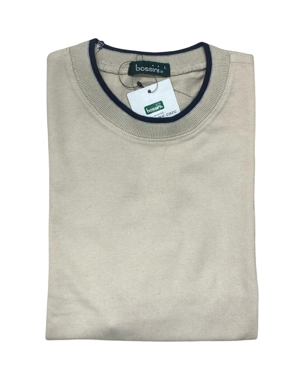 Bossini Beige Ringer Tee | Medium | Chest 22”