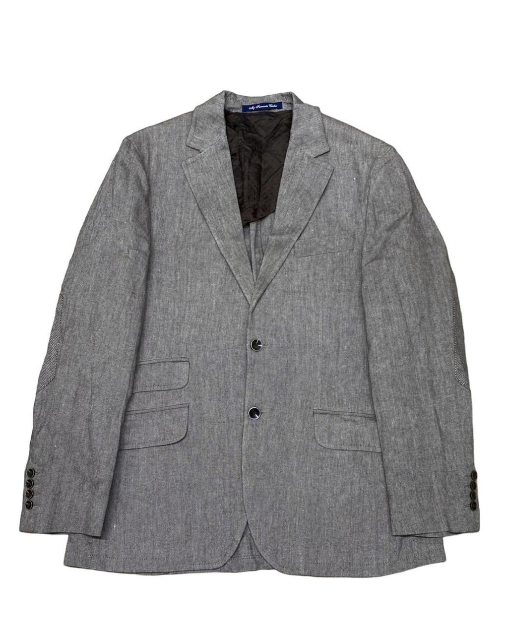 Benvenuto. Gray Linen-Blend Blazer | Medium | Chest 21.5”