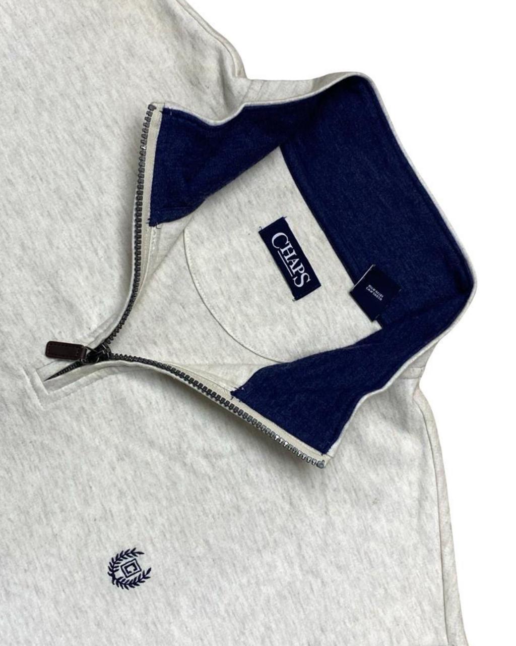 Chaps Light Heather Grey Quarter-Zip Pullover | XL | Chest 26”