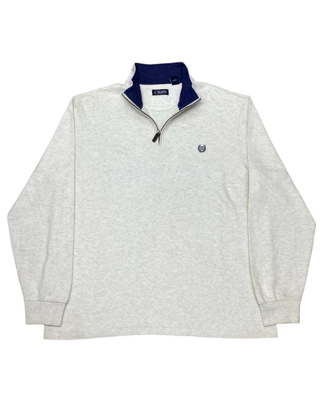 Chaps Light Heather Grey Quarter-Zip Pullover | XL | Chest 26”